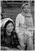 Muslem women from Cham minority village, near Chau Doc. Vietnam ( black and white)