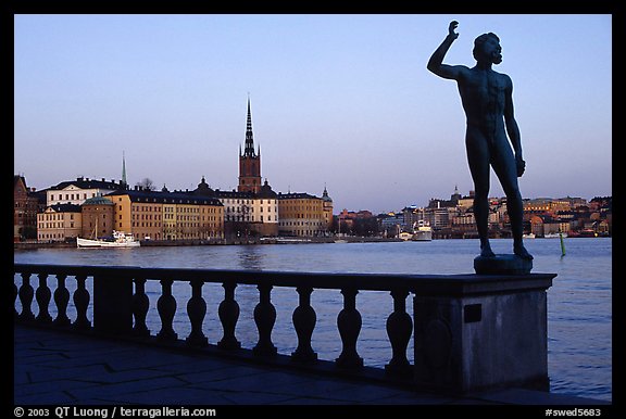 View of Gamla Stan with Riddarholmskyrkan from the Stadshuset. Stockholm, Sweden (color)