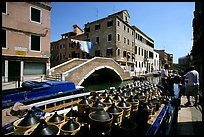 Delivery of wine along a side canal, Castello. Venice, Veneto, Italy