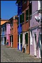 Distinctive, brightly painted houses, Burano. Venice, Veneto, Italy
