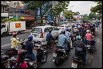 Dense motorcycle traffic. Ho Chi Minh City, Vietnam