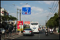 Boulevard and directional signs near airport. Ho Chi Minh City, Vietnam