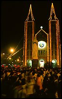 Crowds gather at the Cathedral St Joseph for Christmans. Ho Chi Minh City, Vietnam
