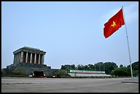 Ho Chi Minh mausoleum and national flag. Hanoi, Vietnam ( color)