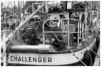 Commercial fishing boat, Uclulet. Vancouver Island, British Columbia, Canada (black and white)
