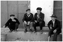 Elderly men. Shaping, Yunnan, China (black and white)