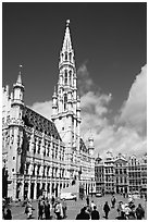 Grand Place and town hall. Brussels, Belgium ( black and white)