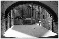 Arch ouside Notre Dame Cathedral. Tournai, Belgium ( black and white)