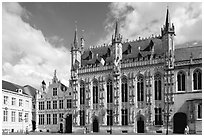 Gothic Town hall. Bruges, Belgium ( black and white)