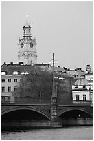 Bridge and church in Gamla Stan. Stockholm, Sweden (black and white)