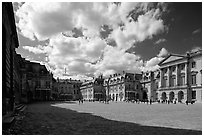 Entrance court of the Versailles Palace. France ( black and white)