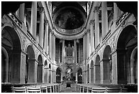 First floor of the Versailles palace chapel. France ( black and white)