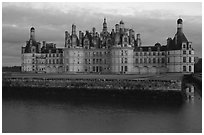 Chambord chateau at dusk. Loire Valley, France ( black and white)