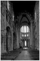 Austere chapel inside the Benedictine abbey. Mont Saint-Michel, Brittany, France ( black and white)