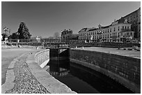 Lock, Canal du Midi. Carcassonne, France ( black and white)