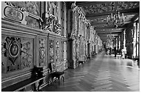 Francois 1er gallery, Chateau de Fontainebleau. France (black and white)