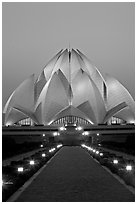 Bahai faith temple at twilight. New Delhi, India ( black and white)