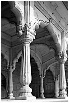 Thin columns, Khas Mahal, Red Fort. New Delhi, India ( black and white)