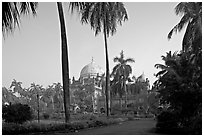 Gardens of Prince of Wales Museum. Mumbai, Maharashtra, India (black and white)