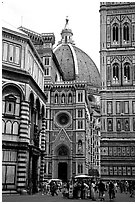 Baptistry, Campanile tower, and Duomo. Florence, Tuscany, Italy ( black and white)