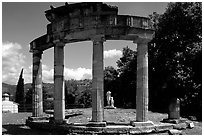 Columns of the small temple of Venus, Villa Hadriana. Tivoli, Lazio, Italy (black and white)