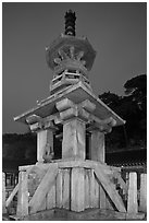 Dabotap pagoda by night, Bulguksa. Gyeongju, South Korea (black and white)