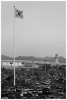 Parking lot of airport, Busan. South Korea (black and white)