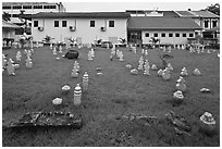 Cemetery of Kampung Kling Mosque. Malacca City, Malaysia (black and white)