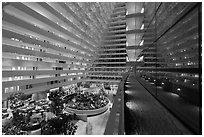 Inside Marina Bay Sands hotel. Singapore (black and white)