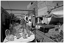 Stands in the sunday town-wide arts and crafts market, Tonala. Jalisco, Mexico (black and white)