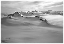 Aerial view of Harding icefield and Nunataks. Kenai Fjords National Park ( black and white)