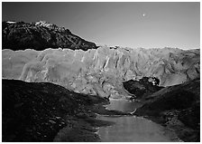 Front of Exit Glacier, sunrise. Kenai Fjords  National Park ( black and white)