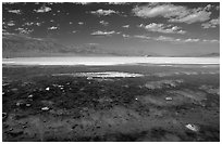 Clouds and pond, Badwater. Death Valley National Park, California, USA. (black and white)