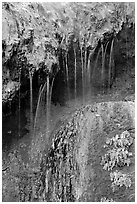Hot springs water flowing over tufa terrace. Hot Springs National Park, Arkansas, USA. (black and white)