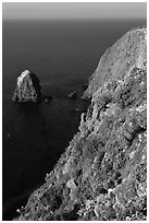 Rock and cliff in springtime, Santa Cruz Island. Channel Islands National Park ( black and white)