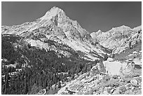 Le Conte Canyon and Langille Peak. Kings Canyon National Park, California, USA. (black and white)