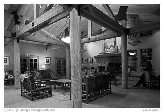 John Muir Lodge lounge. Kings Canyon National Park (black and white)