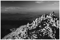 Hikers on Summit of Lassen Peak. Lassen Volcanic National Park ( black and white)