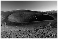 Crater on top of cinder cone. Lassen Volcanic National Park ( black and white)