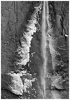 Ice crust on Yosemite Falls wall. Yosemite National Park ( black and white)