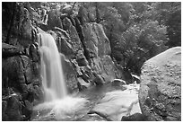 Chilnualna Falls in  winter. Yosemite National Park ( black and white)