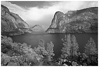 Hetch Hetchy reservoir in the summer. Yosemite National Park, California, USA. (black and white)