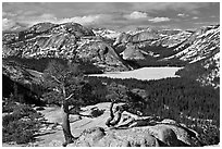 Iced-up Tenaya Lake and domes. Yosemite National Park ( black and white)