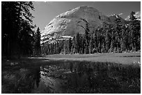 Half-Dome from Hidden Lake. Yosemite National Park, California, USA. (black and white)