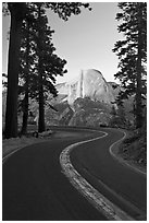 Half-Dome and Glacier Point Road. Yosemite National Park ( black and white)
