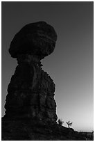 Balanced rock at dusk. Arches National Park, Utah, USA. (black and white)