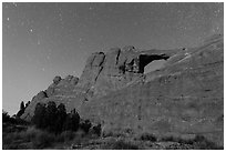 Moonlit Skyline Arch. Arches National Park ( black and white)