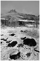 Castle Meadow and Castle, winter. Capitol Reef National Park ( black and white)