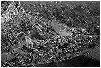 Fruita campground from above in autumn. Capitol Reef National Park ( black and white)