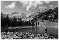Visitor at Stella Lake. Great Basin National Park ( black and white)